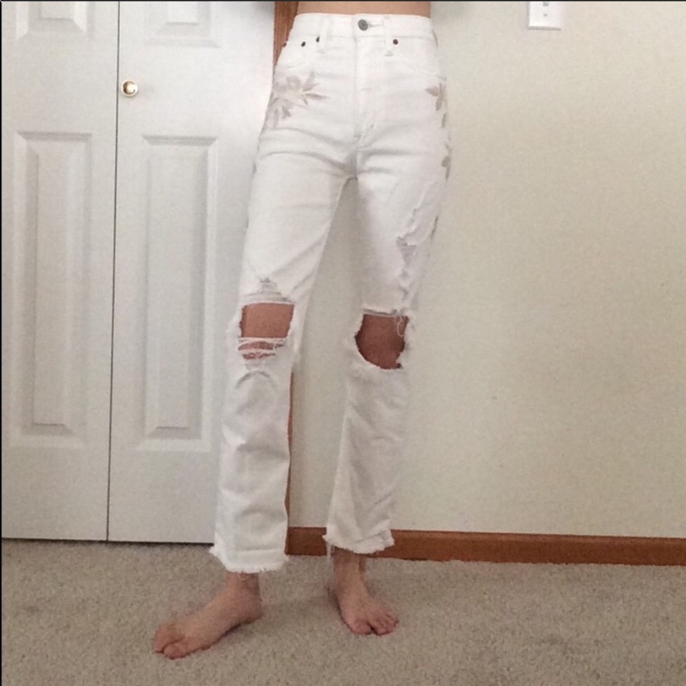 A&F white distressed jeans